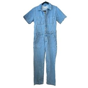 Everlane Organic Cotton Blue‎ Wash Denim Utility Coverall Jumpsuit 2 Retro Boho